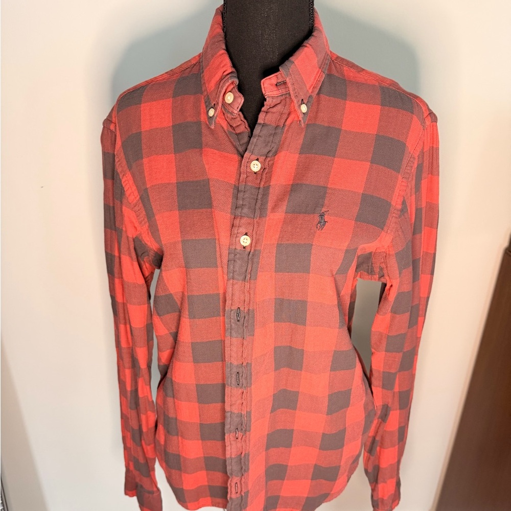 Ralph Lauren Red and Gray Plaid Shirt
